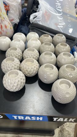 Nude grayish ceramic tea light holder