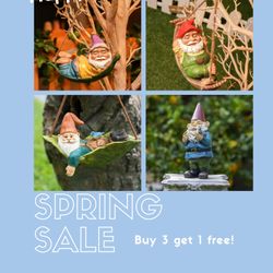 Brand New Garden Gnomes Outdoor Hanging Statue, Fairy Garden Swinging Leaf Hammock Gnome Figurine for Lawn Patio Yard Tree Decorations