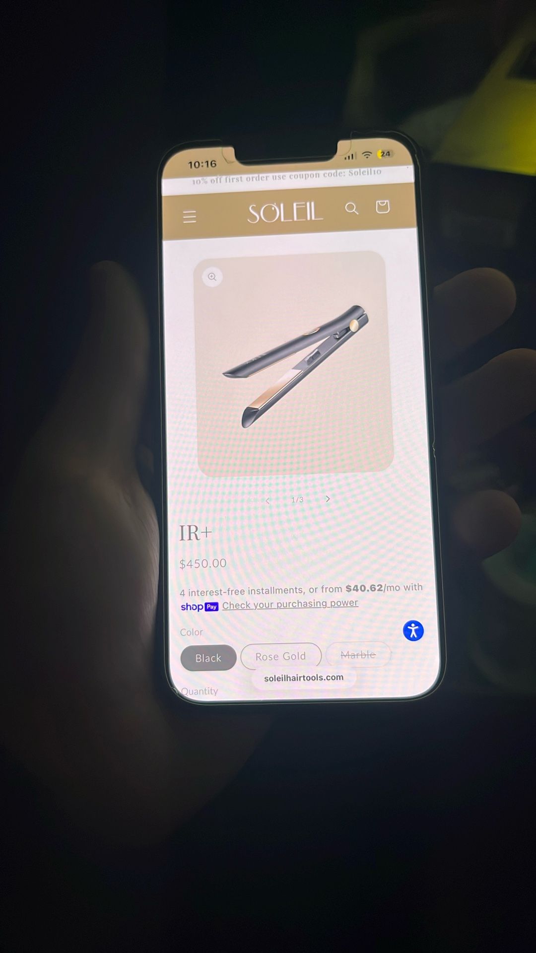 Soleil Infrared Flat Iron Black