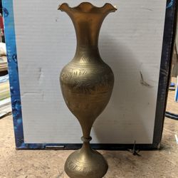 Carved Solid Brass Vase