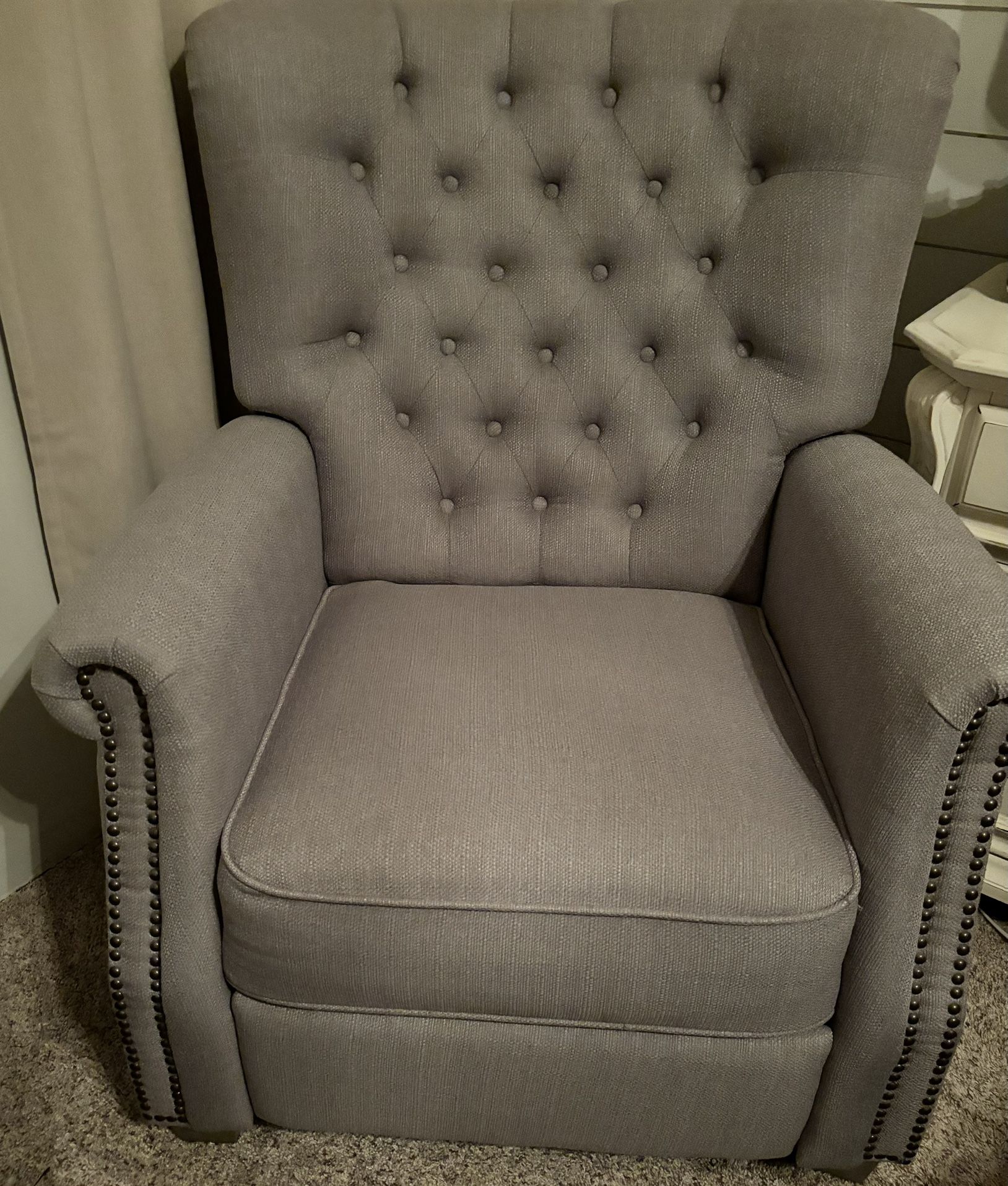 Wingback Tufted Reclining Armchair-gray