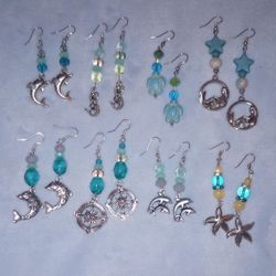 Ocean Nautical Dolphin Manatee Mermaid Beaded Earrings 