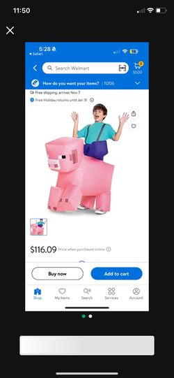Minecraft Ride-On Inflatable Pig Kid's Costume 