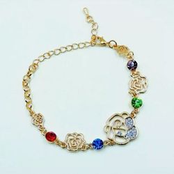 NEW Betsey johnson Girl women Gold Bracelet flowers