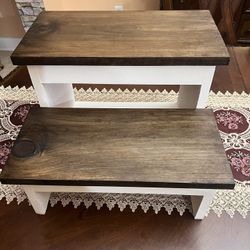 Hand made step stool made of pine wood 41” x 15” x 31”