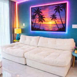 Teddy Cloud sleeper Sofa 108 Inch Deep, Comfortable and Cozy Oversized , Modular Sectional , couch , Color white