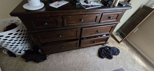 Free couch, dressers, pots/pans/plates, microwave, cups/glasses, queen and double mattress with box springs