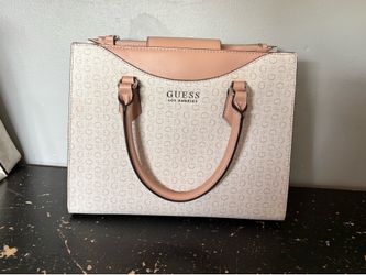 GUESS Los Angeles Signature Monogram Tote Bag | Elegant Blush Handbag | Excellent Condition