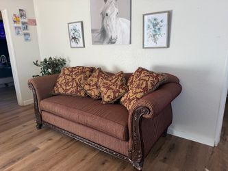 Traditional Sofa with Carved Wood Frame