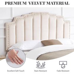 Headboard for Queen Size Bed,Velvet Upholstered Tufted Bed Headboard