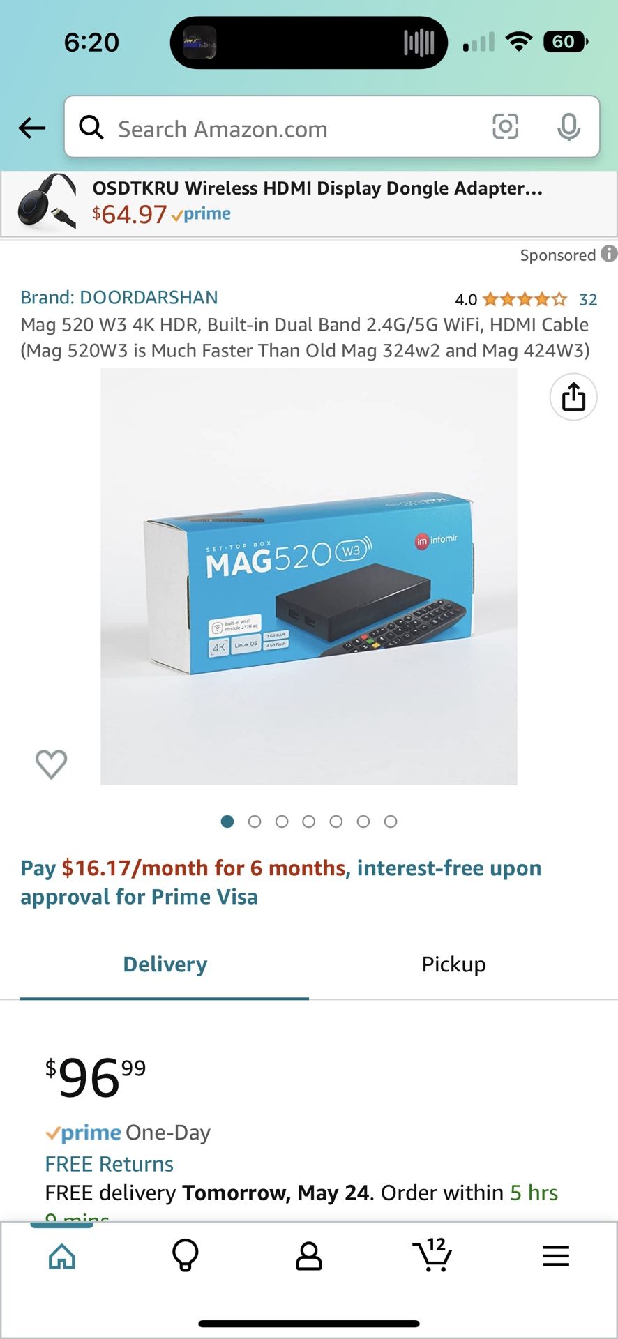 Mag 520 W3 4K HDR, Built-in Dual Band 2.4G/5G WiFi, HDMI Cable (Mag 520W3 is Much Faster Than Old Mag 324w2 and Mag 424W3)