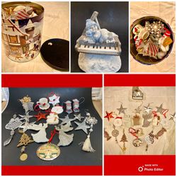 NICE Christmas Ornament Lot & Snowman On Piano Music Box