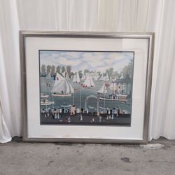 Silver Framed Nautical Sailboat Regatta Art Print