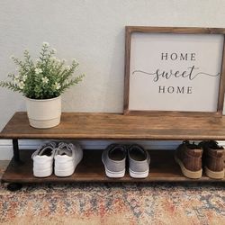 HANDMADE INDUSTRIAL ENTRYWAY SHELF / SHOE RACK