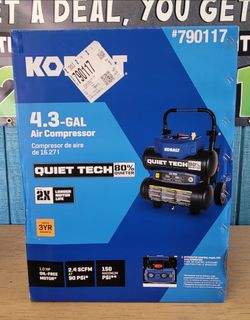 Kobalt Quiet Tech 4.3-Gallon Portable Twin Stack Air Compressor -BRAND NEW
