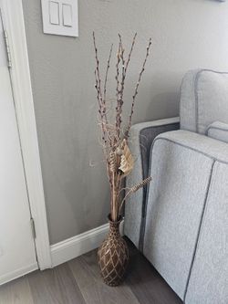 Vase with Decorative Twig Bundle