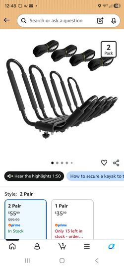 Kayak roof rack 2 pair new