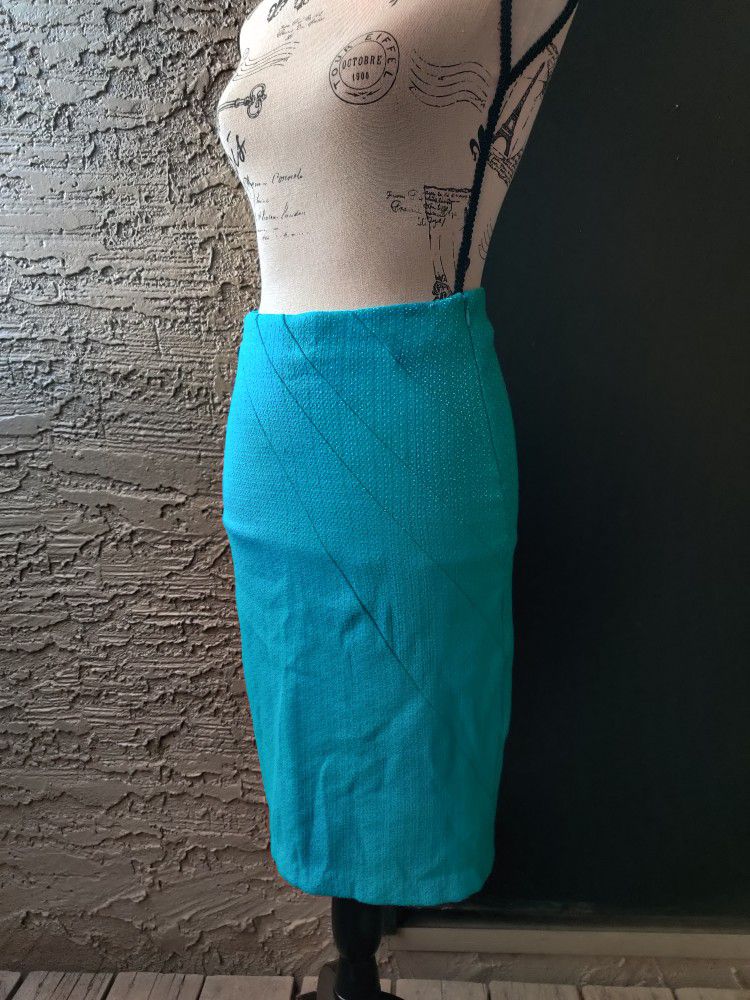 🆕 Eva Franco By Anthropologie Turquoise Pencil Skirt (0)