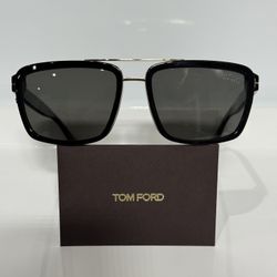 Tom Ford Anders TF780 01D Black Acetate Gold Trimming Polarized Gray Sunglasses