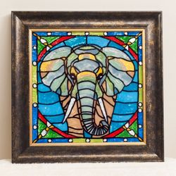 Faux “Stained Glass” Original Artwork, Hand Painted, Elephant
 


