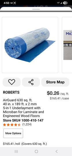 AirGuard 630 sq. ft. 40 in. x 189 ft. x 2 mm 5-in-1 Underlayment with Microban for Laminate and Engineered Wood Floors (Have 4 Total)