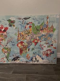 kids map canvas wall art