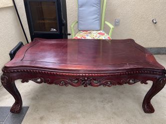 Vintage French Provincial Ornate Carved Wood Coffee Table – 5 Ft