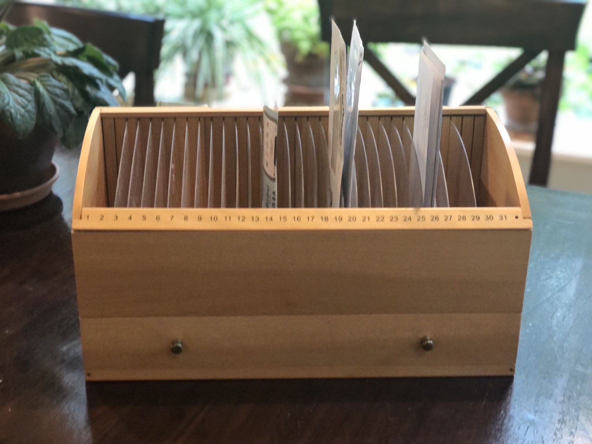 Levenger Wooden Personal Secretary 31 Day Bill Mail Letter Desktop Wood Organizer Drawer