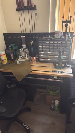 Husky work bench with drawer and pegboard
