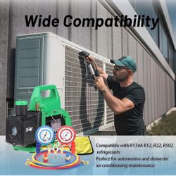 Vacuum Pump With Gauge Set 