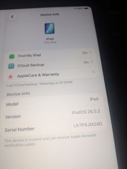iPad 16 128GB 2025 in excellent condition wifi only