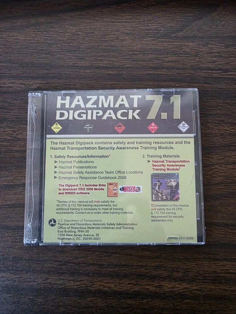Hazmat Digipack 7.1 CD Disk Hazardous Material Training