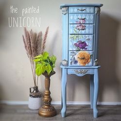 Small Petite Refinished Jewelry Armoire 