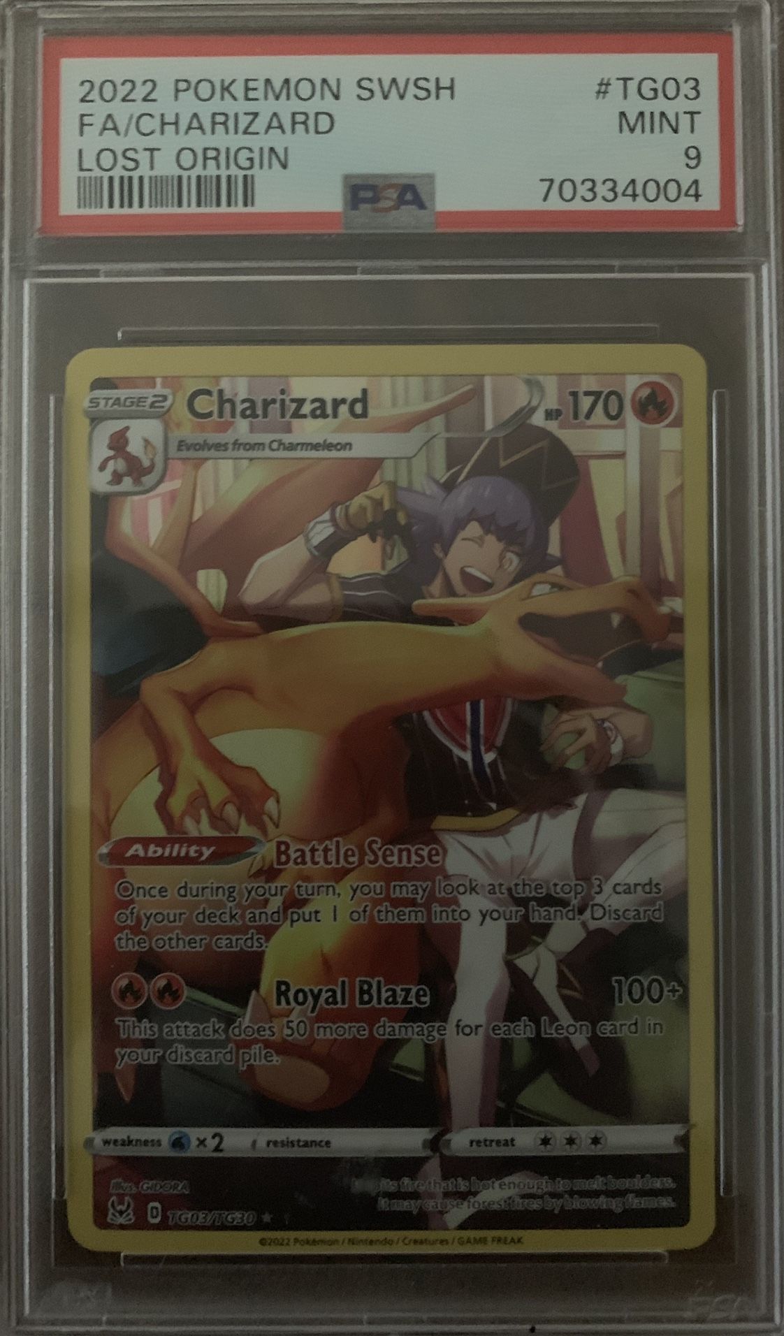 Pokémon Lost Origin Charizard Ultra Rare Full Art TG03/TG30, PSA 9