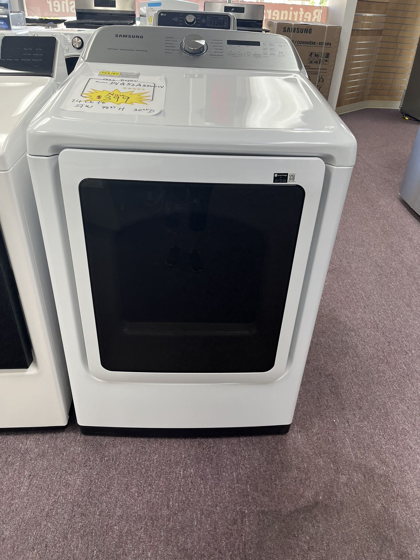 Gas Dryer Samsung New Scratch And Dents With Manufacturer Warranty.