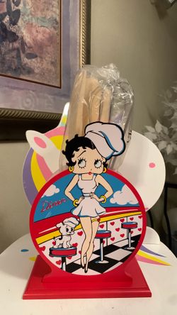 Betty Boop “Diner” Utensils holder set is a retired Collectible item featuring a waitress theme