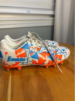 Franklin white/orange/blue soccer cleats size US 1 Youth