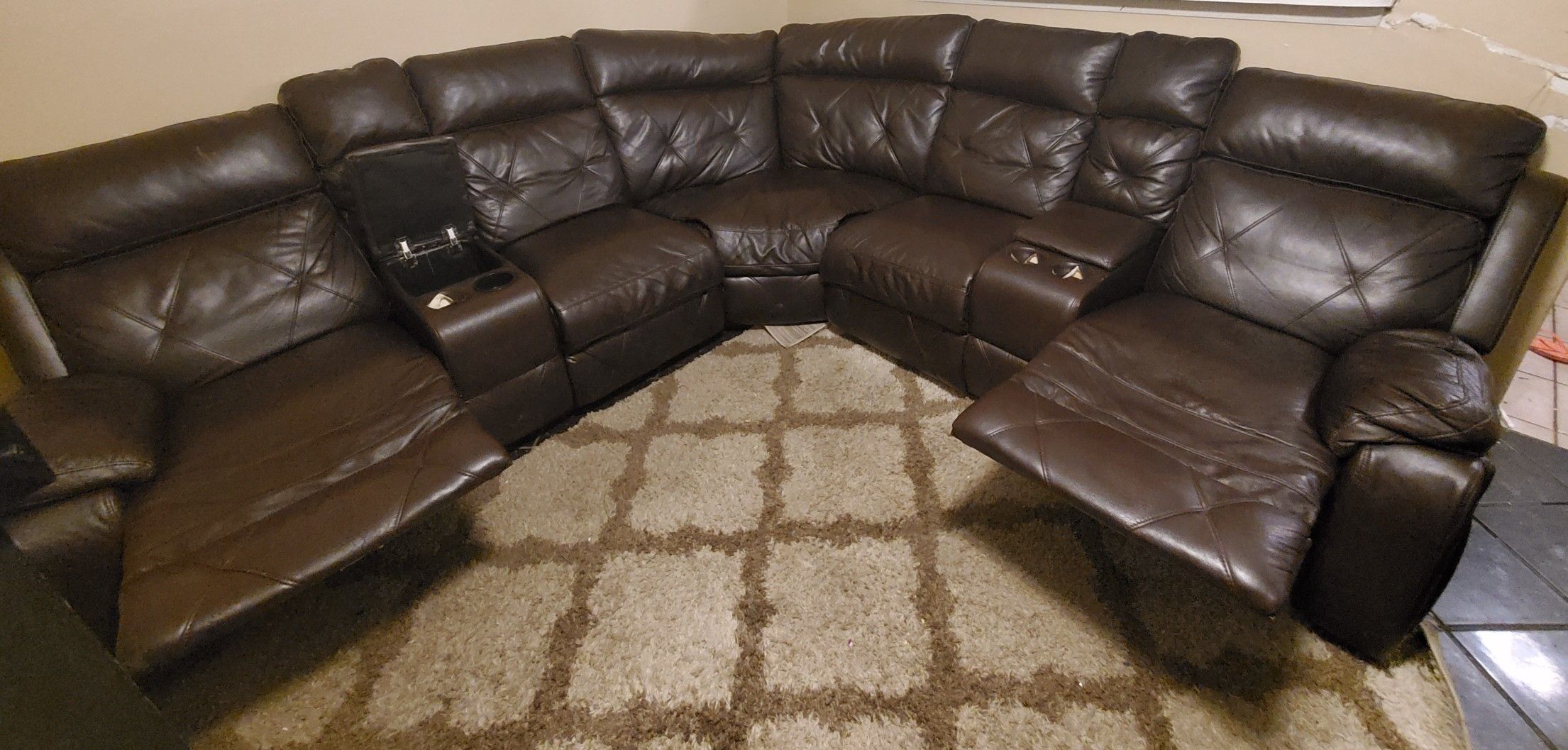 Brown Sectional Couch w/ reclining seats