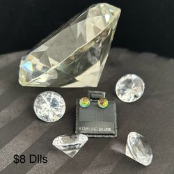 Iridescent Ball Earrings – .925 Silver