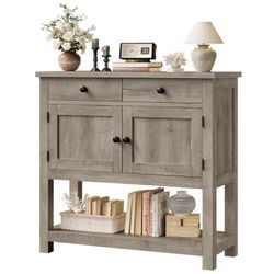 35.4'' Console Table with Drawers and Cabinet