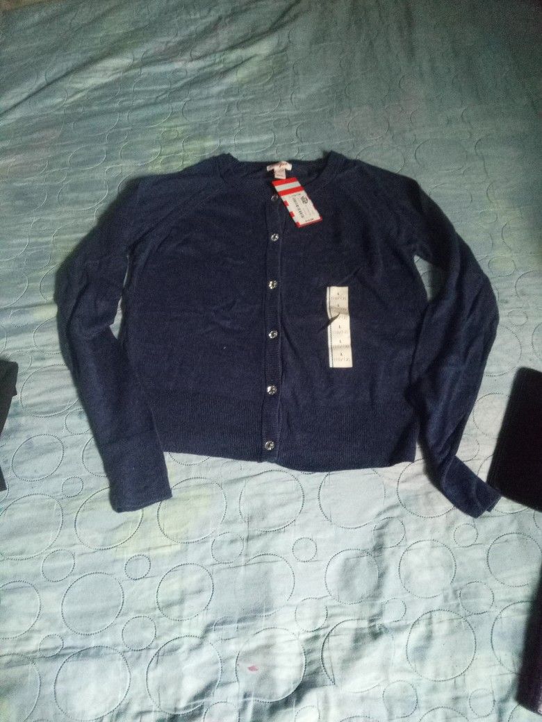 Girls Navy Botton Cardigan