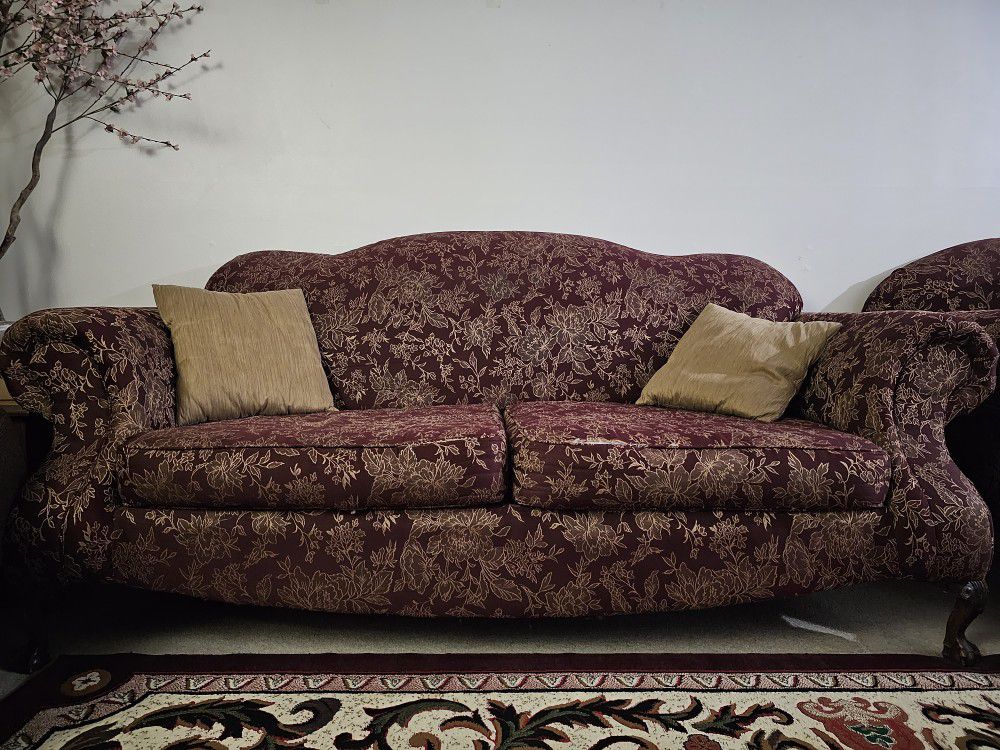 3 Piece Burgundy Living Room Set Sofa Loveseat Chair