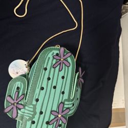 Cactus-Shaped Vegan Leather Bag with Gold Chain