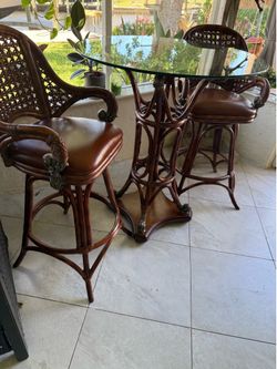 Beautiful glass round dining set bars