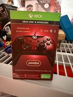 New PDP Wired Controller in Crimson Red designed for Xbox One, Xbox Series X|S, and Windows PC Includes a 3.5mm headset jack built directly into the c