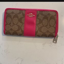 Coach Brand Fuchsia/tan Wallet