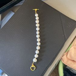 Fresh water pearls bracelet, 14 K gold plated, 7.5 “, 10mm