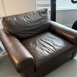 Oversized Pottery Barn Leather Chair