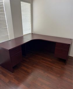 Large L-Shaped Executive Corner Desk with File Drawers