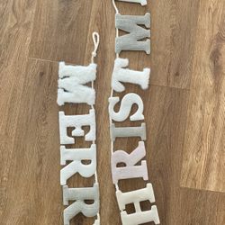 Merry Christmas Garland Banner Sign 